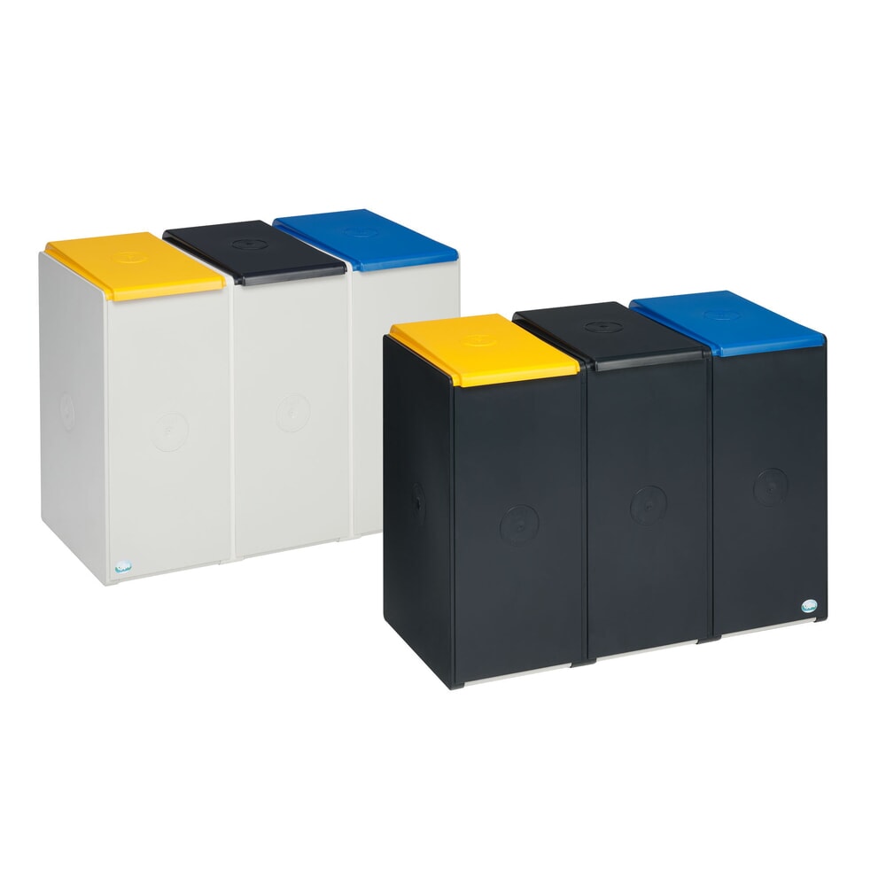 Número de imagen del producto 2: VAR® contenedor de reciclaje, volumen 3 x 40 litros, con 3 tapas de colores