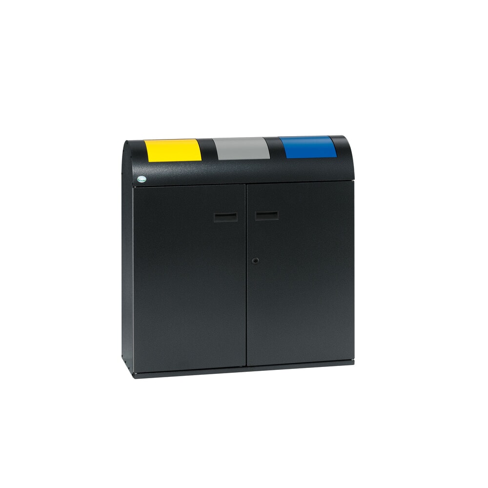 Imagen del producto: VAR® contenedor de reciclaje WSS 75, con 3 recipientes interiores y bocas de vertido de cierre automático, con módulo superior redondo, color plata antigua
