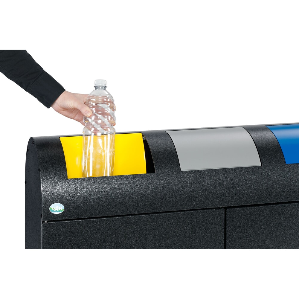 Número de imagen del producto 5: VAR® contenedor de reciclaje WSS 75, con 3 recipientes interiores y bocas de vertido de cierre automático, con módulo superior redondo, color plata
