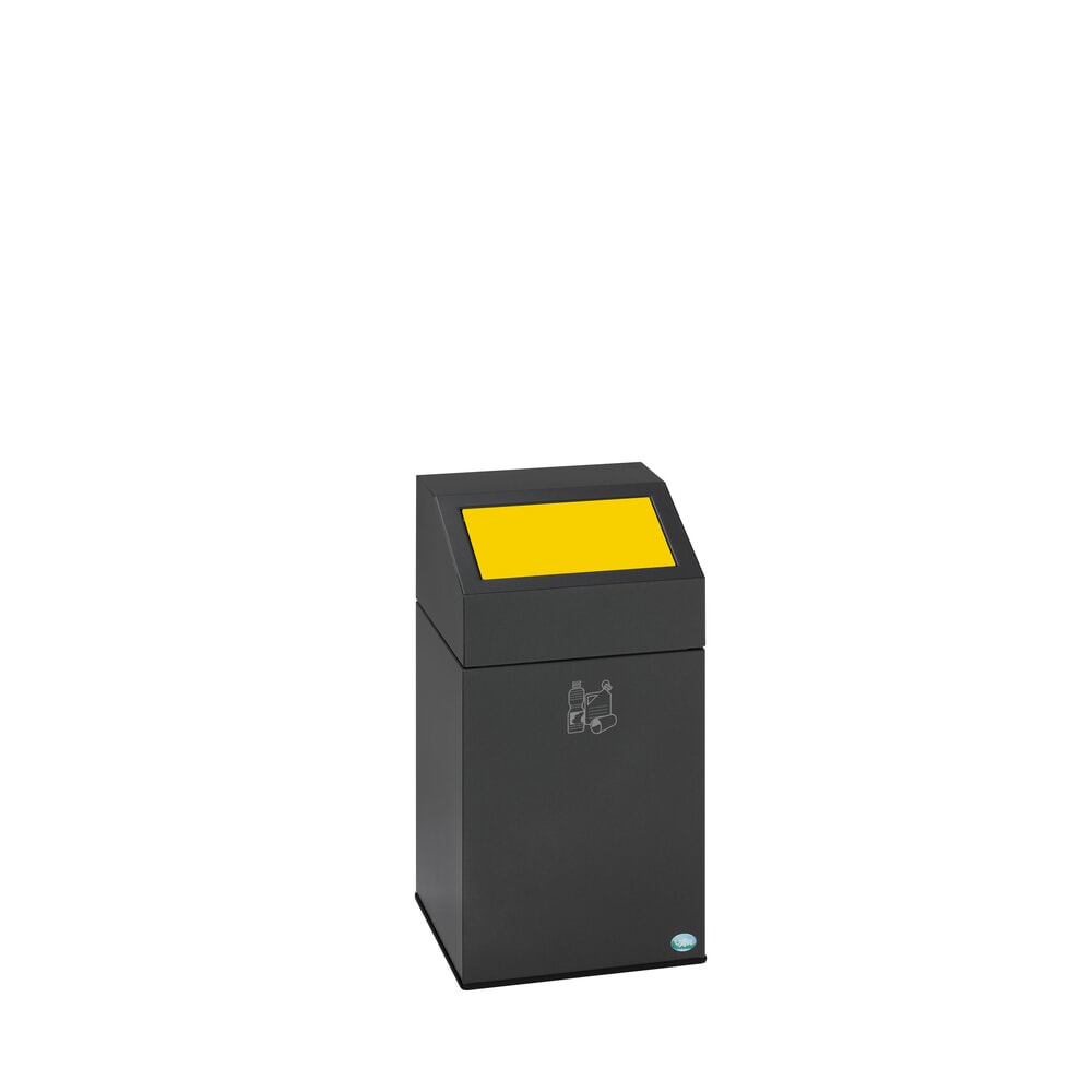 Imagen del producto: VAR® contenedor de reciclaje WSG 40E, para interiores, autoextinguible, volumen de 43 litros, color hierro micáceo/amarillo tráfico