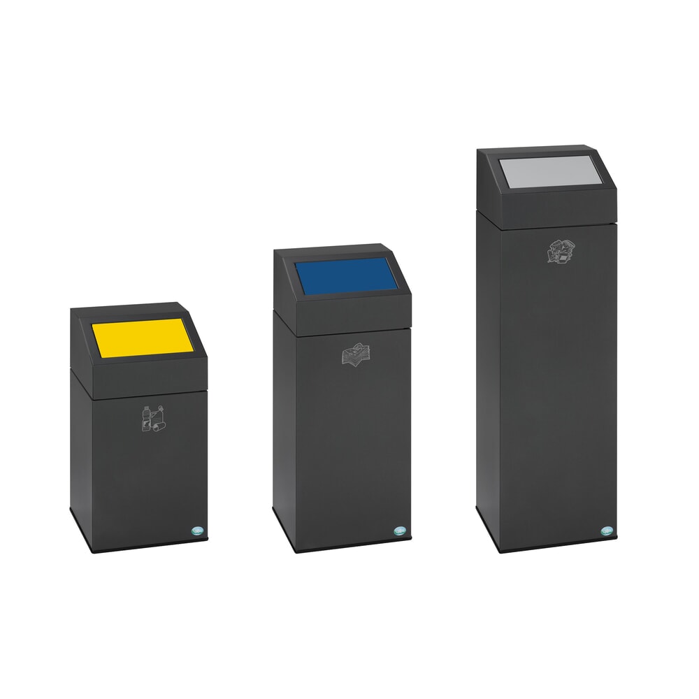 Número de imagen del producto 2: VAR® contenedor de reciclaje WSG 40E, para interiores, autoextinguible, volumen de 43 litros, color hierro micáceo/amarillo tráfico