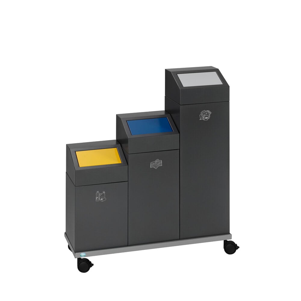 Número de imagen del producto 3: VAR® contenedor de reciclaje WSG 40E, para interiores, autoextinguible, volumen de 43 litros, color hierro micáceo/amarillo tráfico