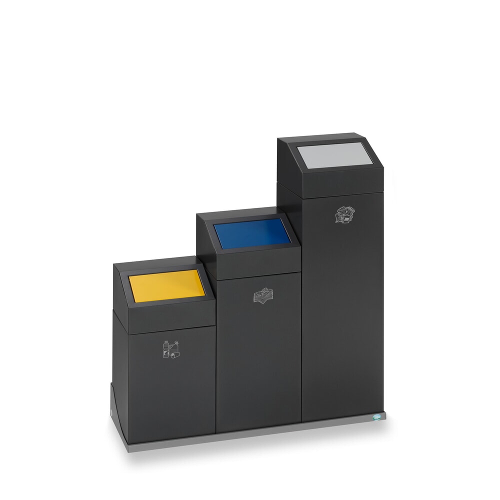 Número de imagen del producto 4: VAR® contenedor de reciclaje WSG 40E, para interiores, autoextinguible, volumen de 43 litros, color hierro micáceo/amarillo tráfico