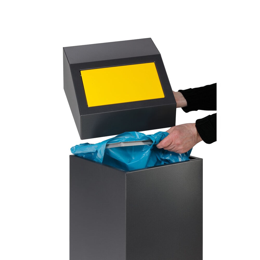 Número de imagen del producto 5: VAR® contenedor de reciclaje WSG 40E, para interiores, autoextinguible, volumen de 43 litros, color hierro micáceo/amarillo tráfico