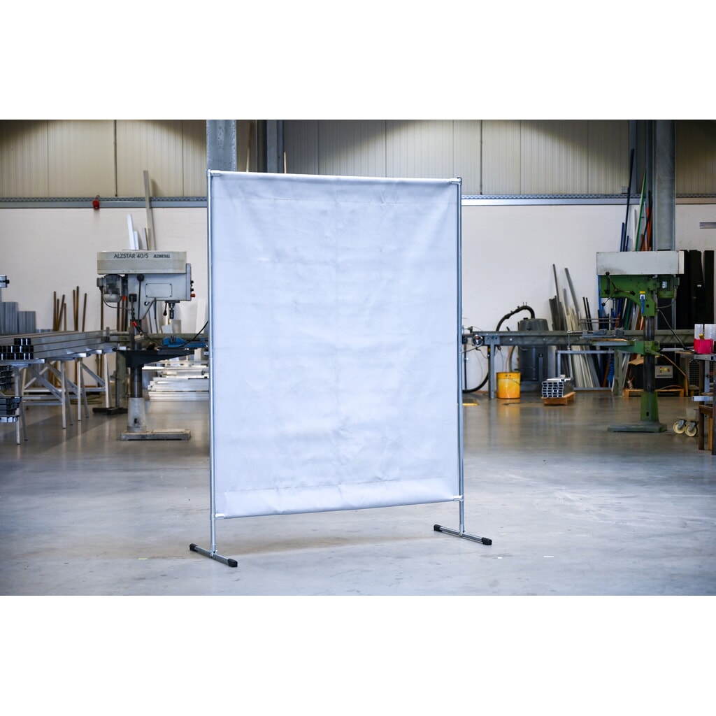 Pantalla de protección de soldadura, manta antichispas y antitérmica según DIN EN 13501-1, AxH 1.400 x 2.000 mm, gris/plata Número de imagen del producto 3: Pantalla de protección de soldadura, manta antichispas y antitérmica según DIN EN 13501-1, AxH 1.400 x 2.000 mm, gris/plata