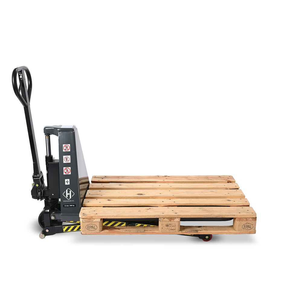 Número de imagen del producto 10: Transpaleta de tijera HEMMDAL PTM 1.0, capacidad de carga 1.000 kg, longitud de horquilla 1.150 mm, poliuretano, rodillo simple