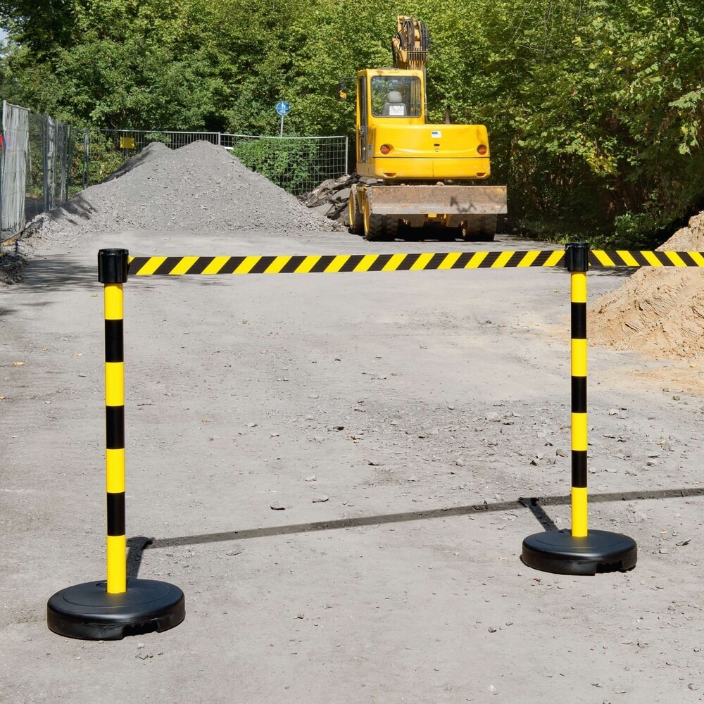 Número de imagen del producto 3: Poste de aviso para cinta Moravia, altura 950 mm, negro/amarillo