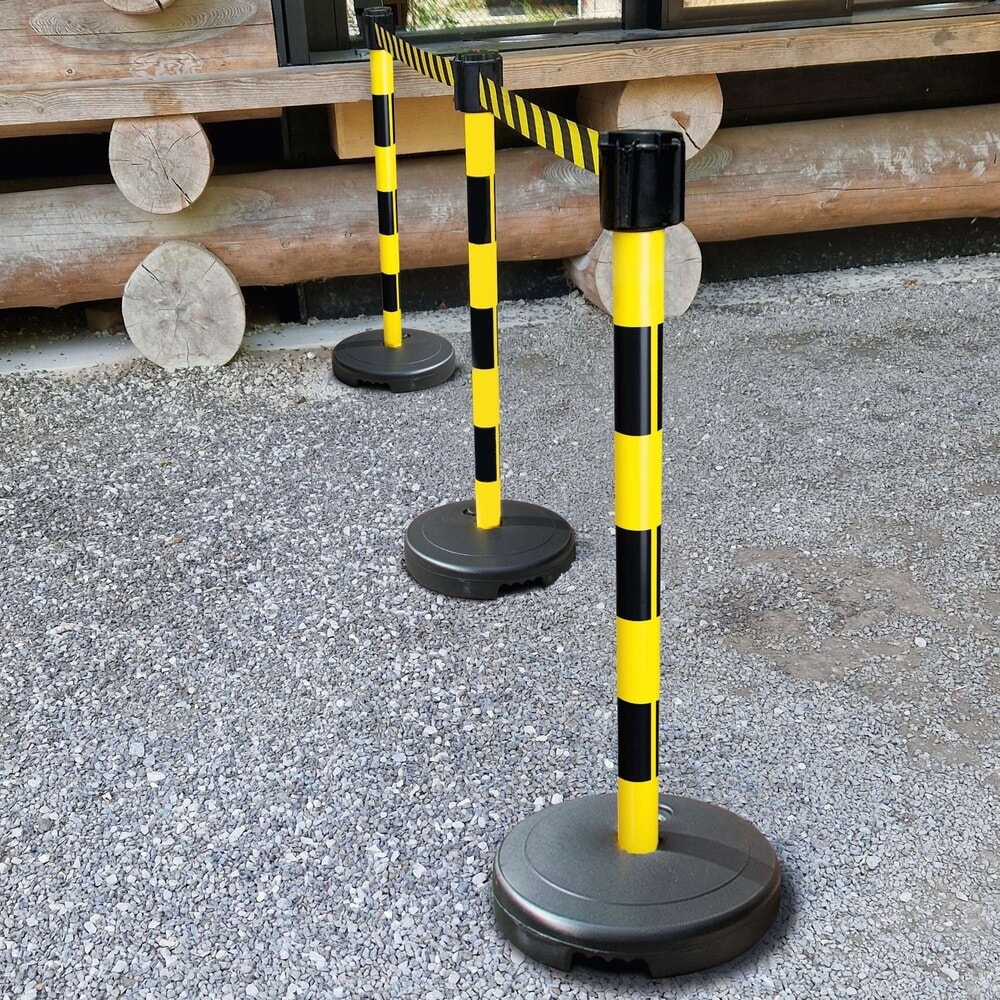 Número de imagen del producto 4: Poste de aviso para cinta Moravia, altura 950 mm, negro/amarillo
