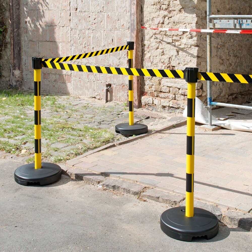 Número de imagen del producto 5: Poste de aviso para cinta Moravia, altura 950 mm, negro/amarillo