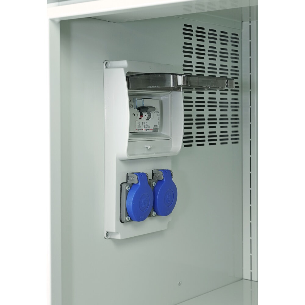Número de imagen del producto 3: Thur Metall armario de carga de baterías recargables, para exteriores IP 44, HxAxF 2000 mm x 600 mm x 500 mm, cerradura con llave, azul claro