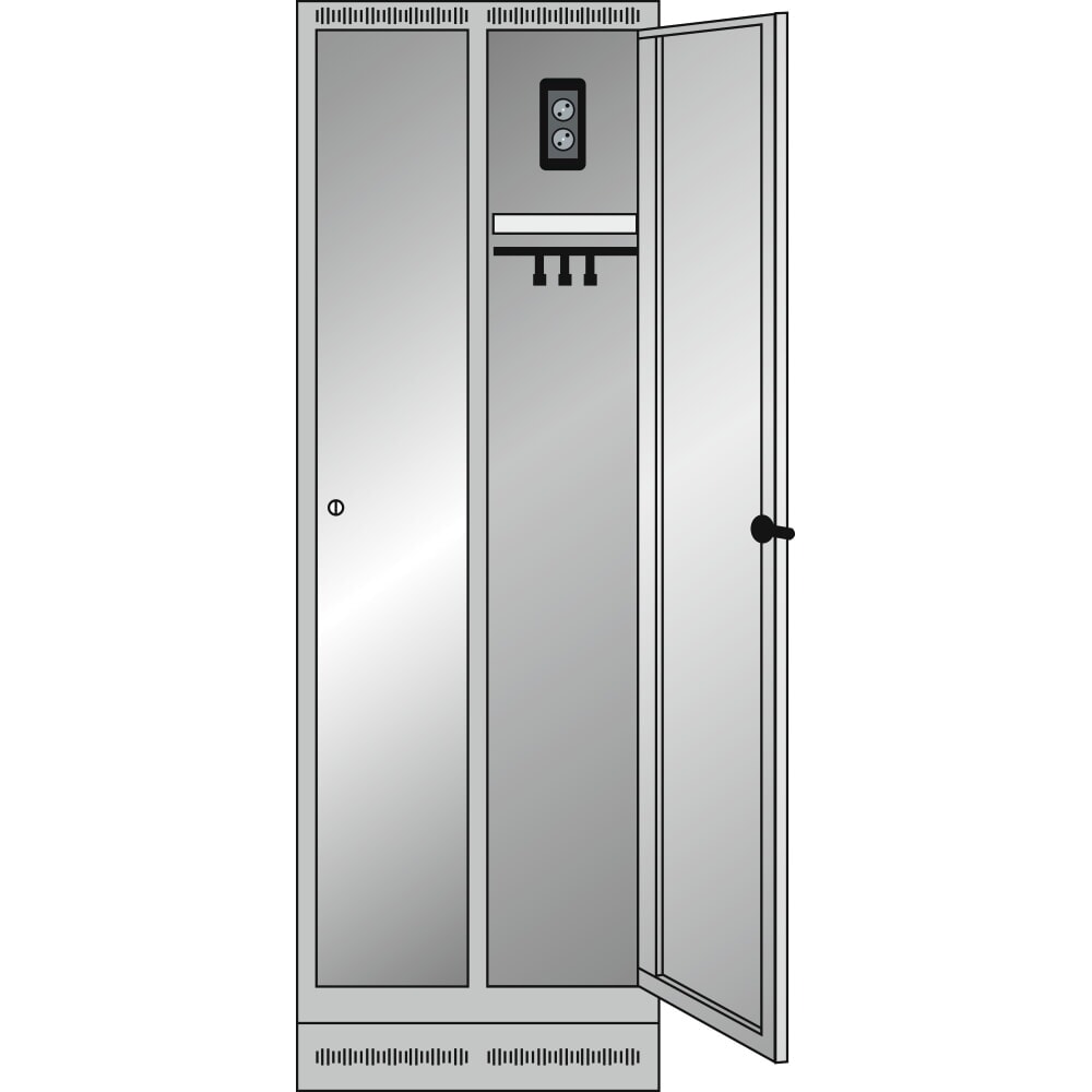 Número de imagen del producto 2: Thur Metall armario de carga de baterías recargables con guardarropa, HxAxF 1800 mm x 600 mm x 500 mm, cerradura con llave, azul paloma/azul claro