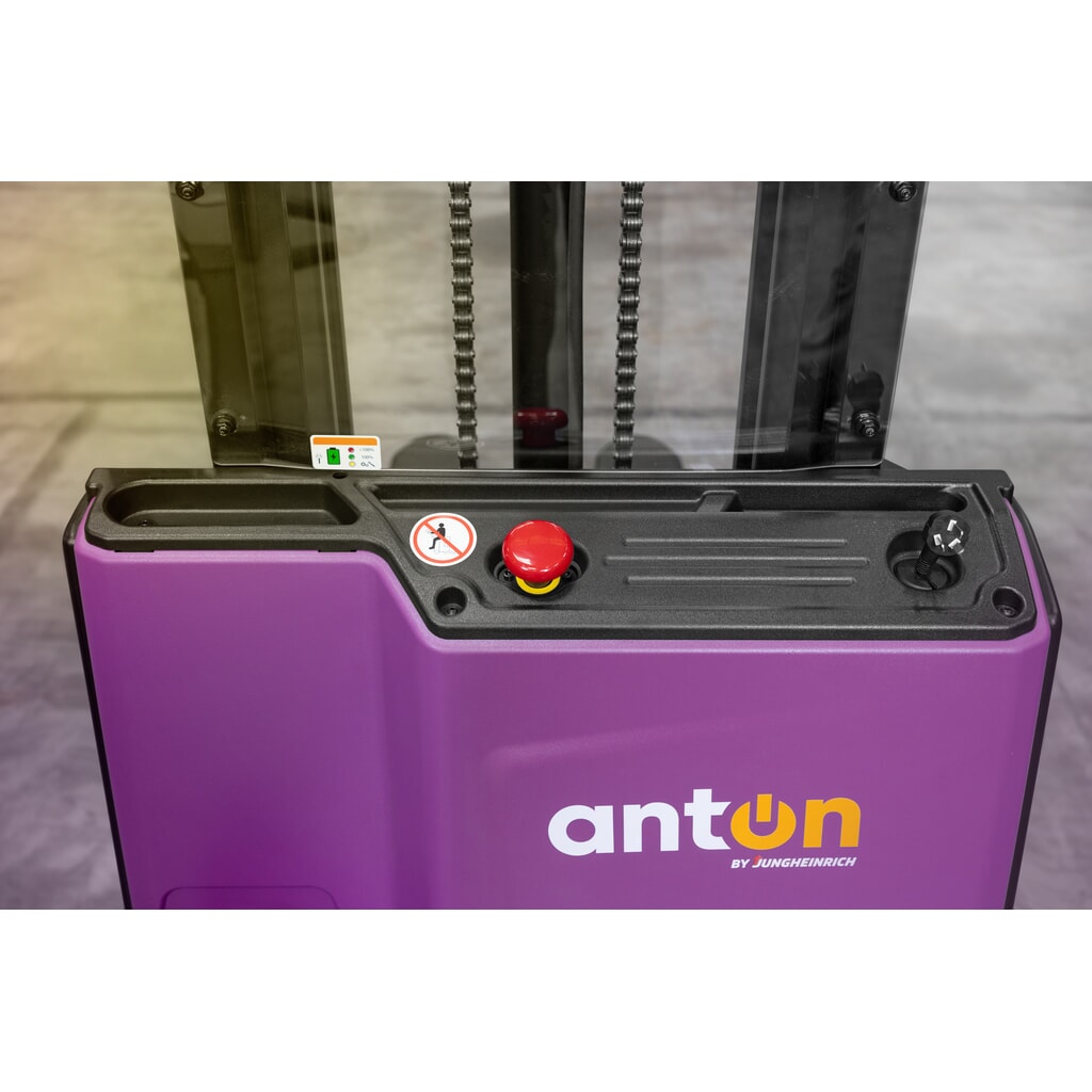 AntOn by Jungheinrich apilador eléctrico PSM 1.2, con mástil de elevación telescópico doble, capacidad de carga 1200 kg, altura de elevación 2522 mm Número de imagen del producto 8: AntOn by Jungheinrich apilador eléctrico PSM 1.2, con mástil de elevación telescópico doble, capacidad de carga 1200 kg, altura de elevación 2522 mm