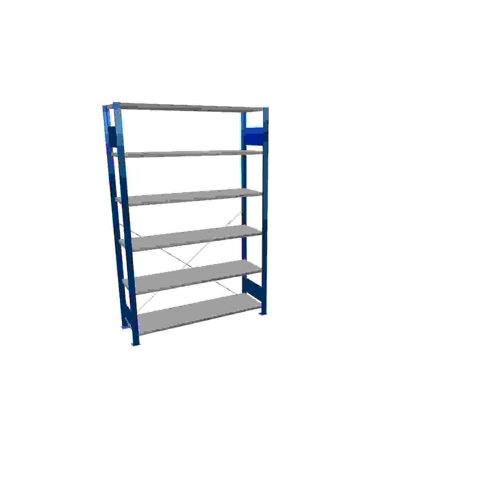 Imagen del producto: Estantería de cargas pequeñas SCHULTE azul genciana/galvanizada con 6 estantes de chapa de acero, carga por estante 150 kg, HxAxF 2.000 x 1.360 x 436 mm