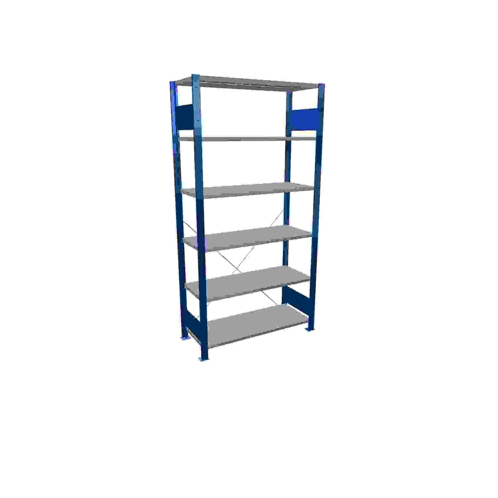 Imagen del producto: Estantería de cargas pequeñas SCHULTE azul genciana/galvanizada con 6 estantes de chapa de acero, carga por estante 150 kg, HxAxF 2.000 x 1.060 x 436 mm