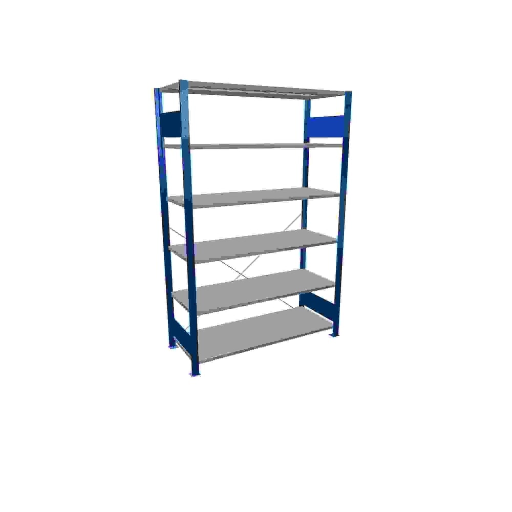 Imagen del producto: Estantería de cargas pequeñas SCHULTE azul genciana/galvanizada con 6 estantes de chapa de acero, carga por estante 150 kg, HxAxF 2.000 x 1.360 x 536 mm
