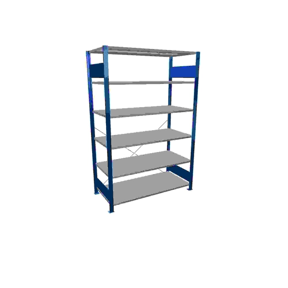 Imagen del producto: Estantería de cargas pequeñas SCHULTE azul genciana/galvanizada con 6 estantes de chapa de acero, carga por estante 150 kg, HxAxF 2.000 x 1.360 x 636 mm