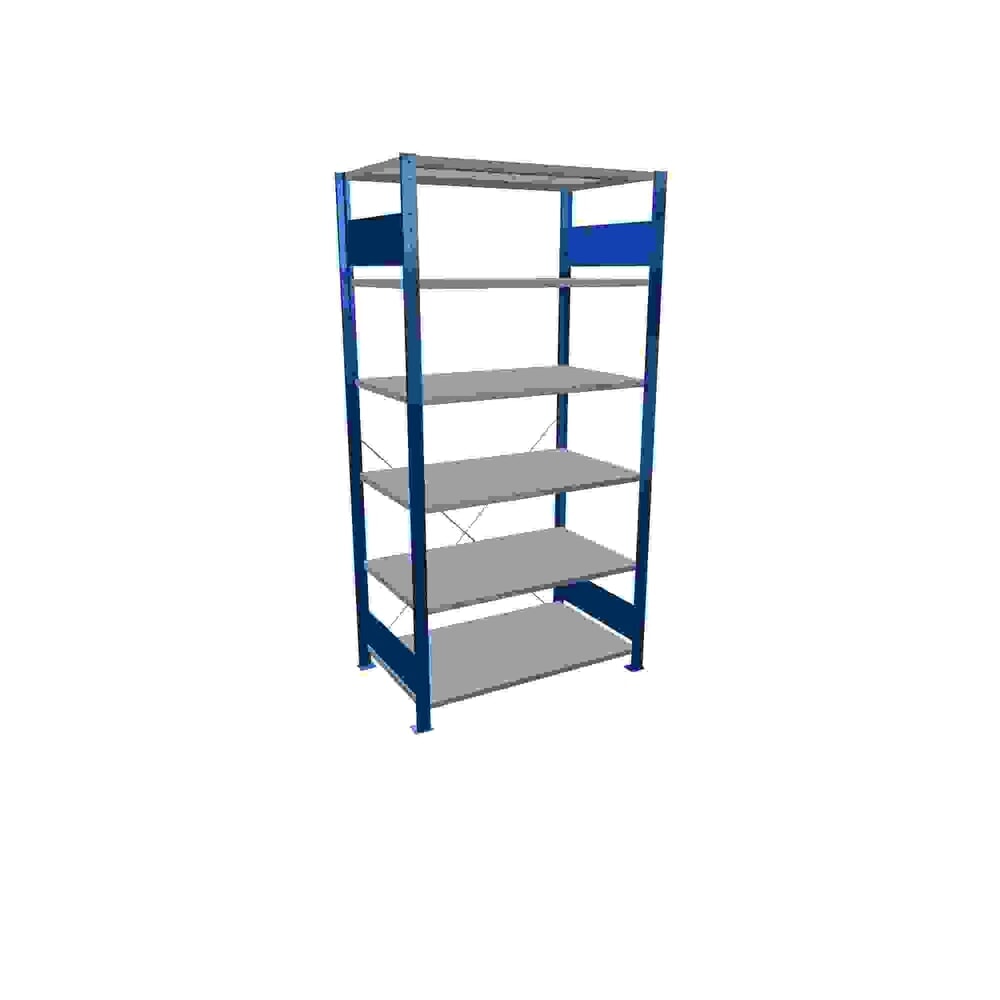 Imagen del producto: Estantería de cargas pequeñas SCHULTE azul genciana/galvanizada con 6 estantes de chapa de acero, carga por estante 150 kg, HxAxF 2.000 x 1.060 x 636 mm