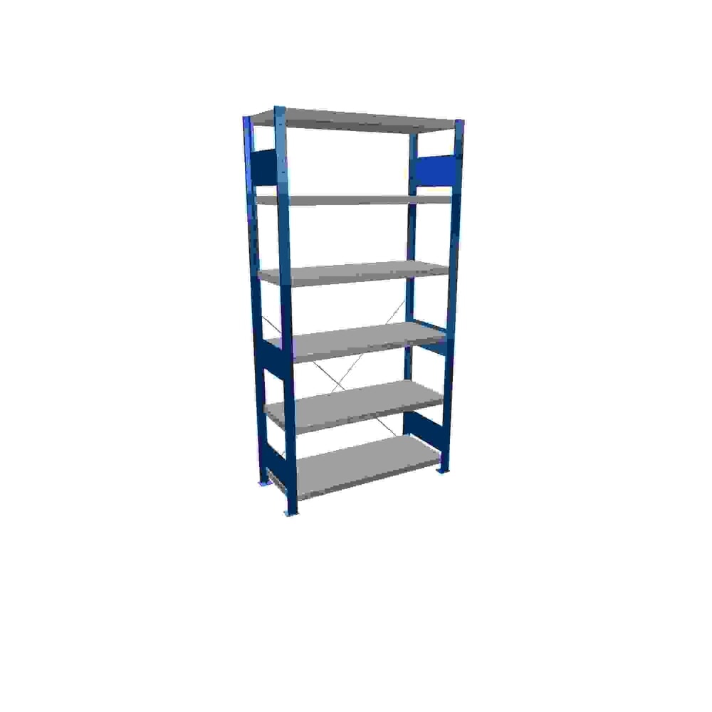 Imagen del producto: Estantería de cargas pequeñas SCHULTE azul genciana/galvanizada con 6 estantes de chapa de acero, carga por estante 330 kg, HxAxF 2.000 x 1.060 x 436 mm
