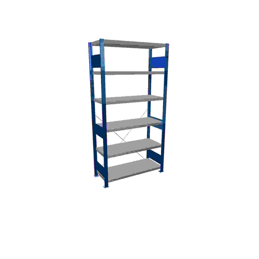 Imagen del producto: Estantería de cargas pequeñas SCHULTE azul genciana/galvanizada con 6 estantes de chapa de acero, carga por estante 330 kg, HxAxF 2.000 x 1.060 x 436 mm