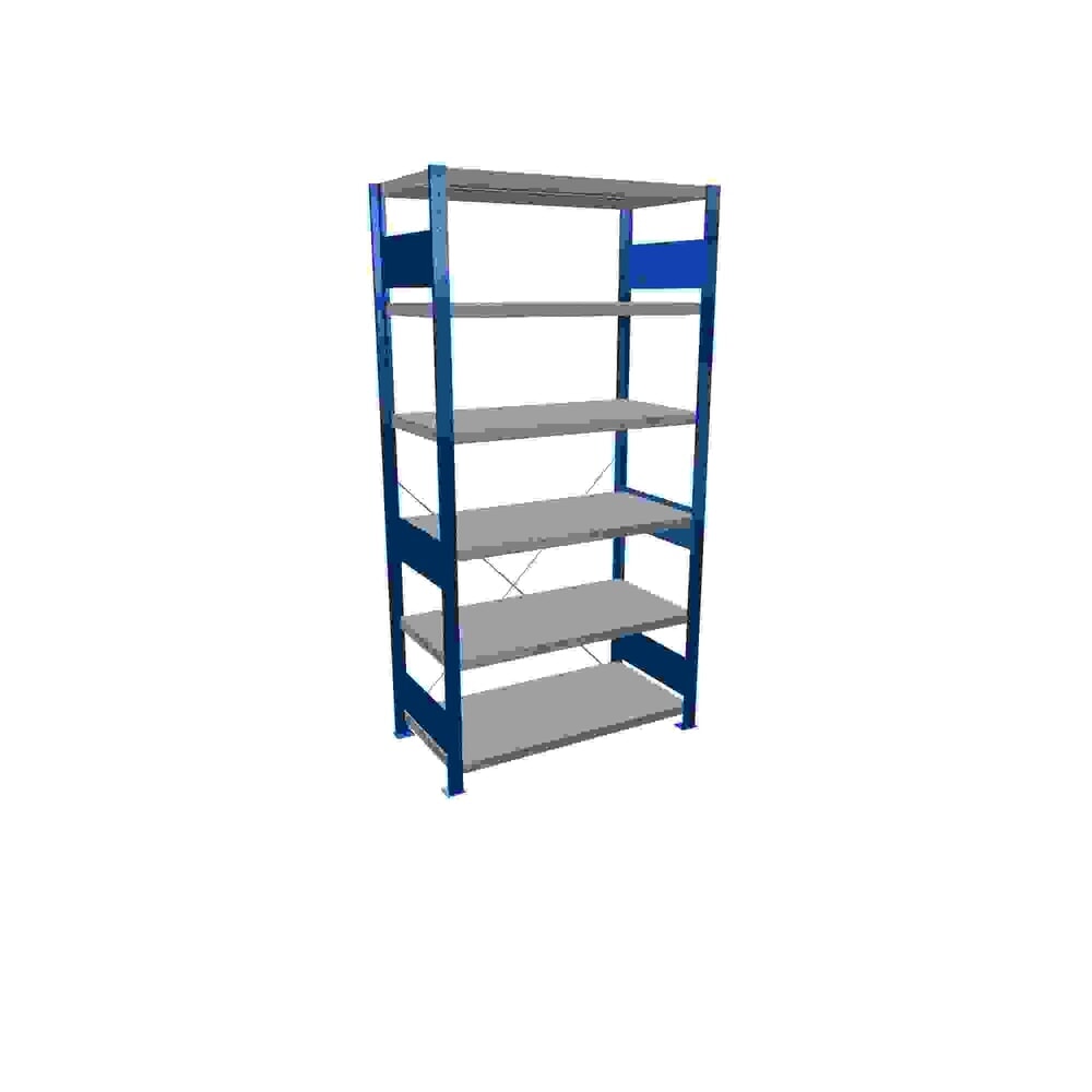 Número de imagen del producto 1: Estantería de cargas pequeñas SCHULTE azul genciana/galvanizada con 6 estantes de chapa de acero, carga por estante 330 kg, HxAxF 2.000 x 1.060 x 536 mm