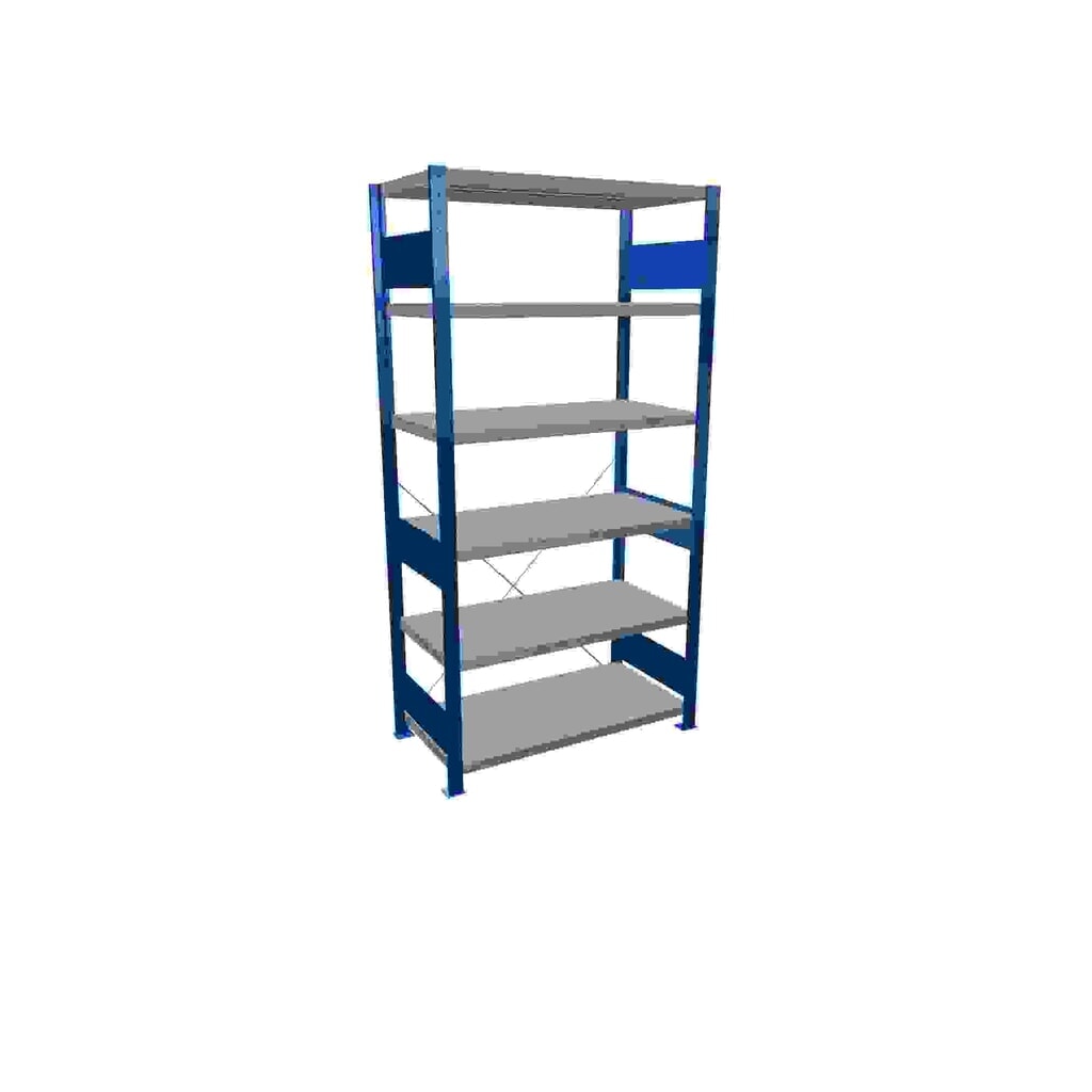 Estantería de cargas pequeñas SCHULTE azul genciana/galvanizada con 6 estantes de chapa de acero, carga por estante 330 kg, HxAxF 2.000 x 1.060 x 536 mm Imagen del producto: Estantería de cargas pequeñas SCHULTE azul genciana/galvanizada con 6 estantes de chapa de acero, carga por estante 330 kg, HxAxF 2.000 x 1.060 x 536 mm
