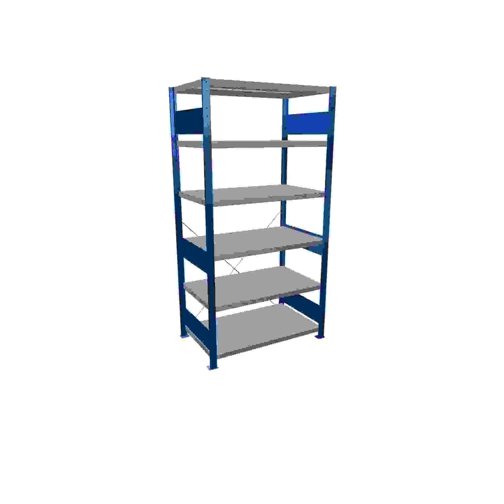 Estantería de cargas pequeñas SCHULTE azul genciana/galvanizada con 6 estantes de chapa de acero, carga por estante 330 kg, HxAxF 2.000 x 1.060 x 636 mm Imagen del producto: Estantería de cargas pequeñas SCHULTE azul genciana/galvanizada con 6 estantes de chapa de acero, carga por estante 330 kg, HxAxF 2.000 x 1.060 x 636 mm