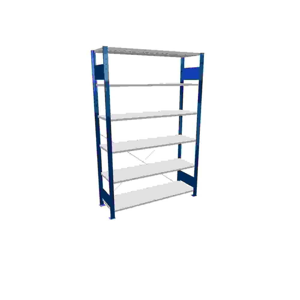 Imagen del producto: Estantería de cargas pequeñas SCHULTE azul genciana/gris claro con 5 estantes de chapa de acero, carga por estante 150 kg, HxAxF 2.000 x 1.360 x 436 mm
