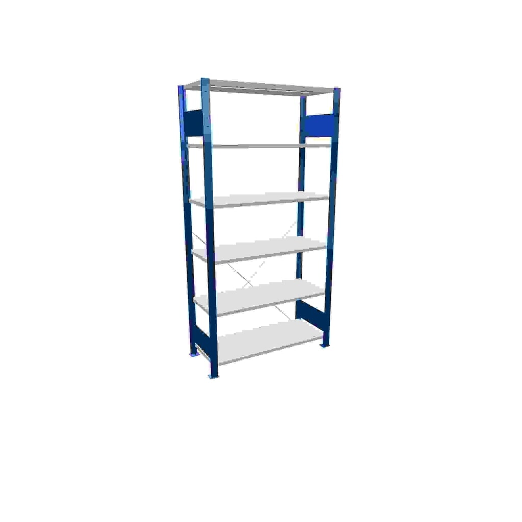 Imagen del producto: Estantería de cargas pequeñas SCHULTE azul genciana/gris claro con 6 estantes de chapa de acero, carga por estante 150 kg, HxAxF 2.000 x 1.060 x 436 mm