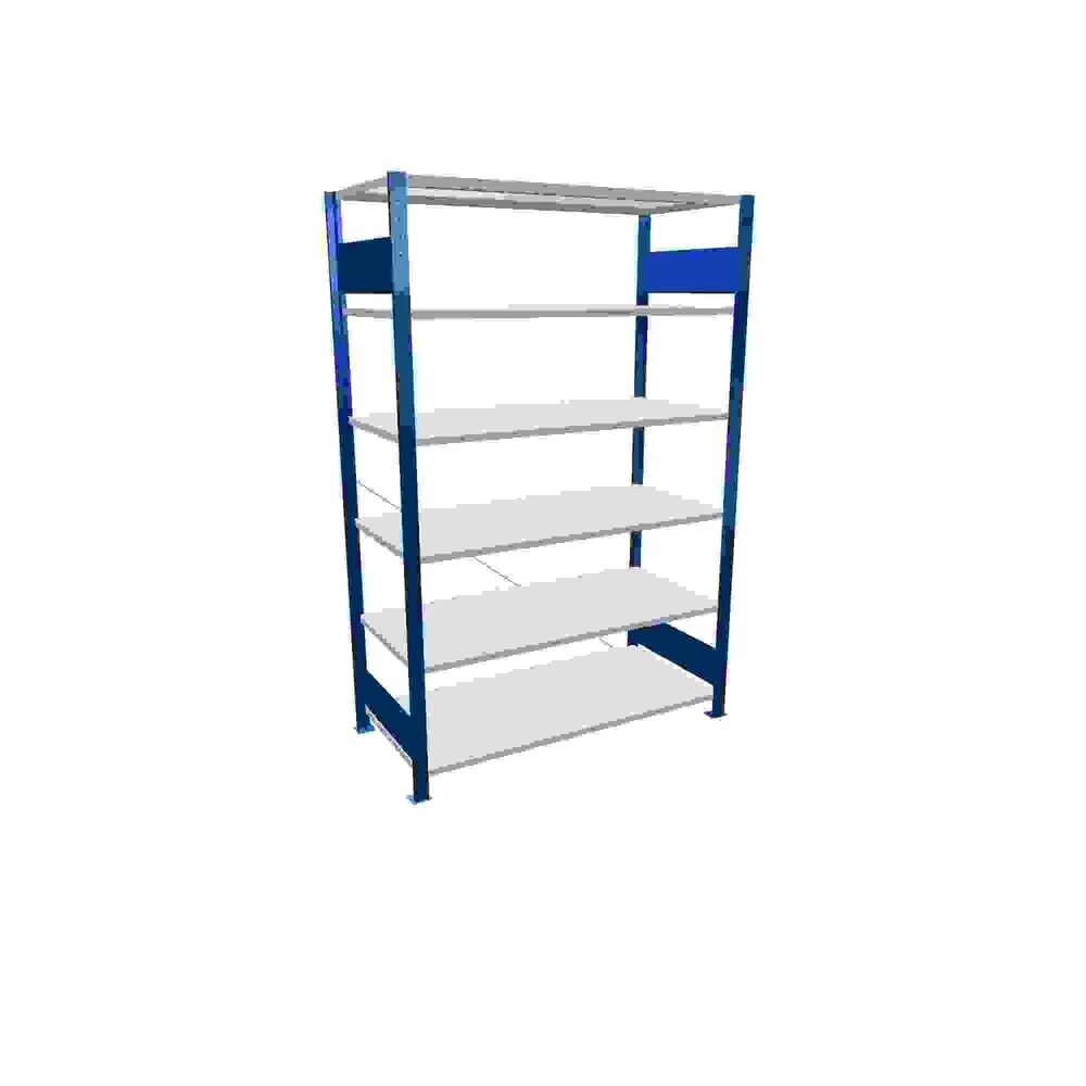 Imagen del producto: Estantería de cargas pequeñas SCHULTE azul genciana/gris claro con 6 estantes de chapa de acero, carga por estante 150 kg, HxAxF 2.000 x 1.360 x 636 mm