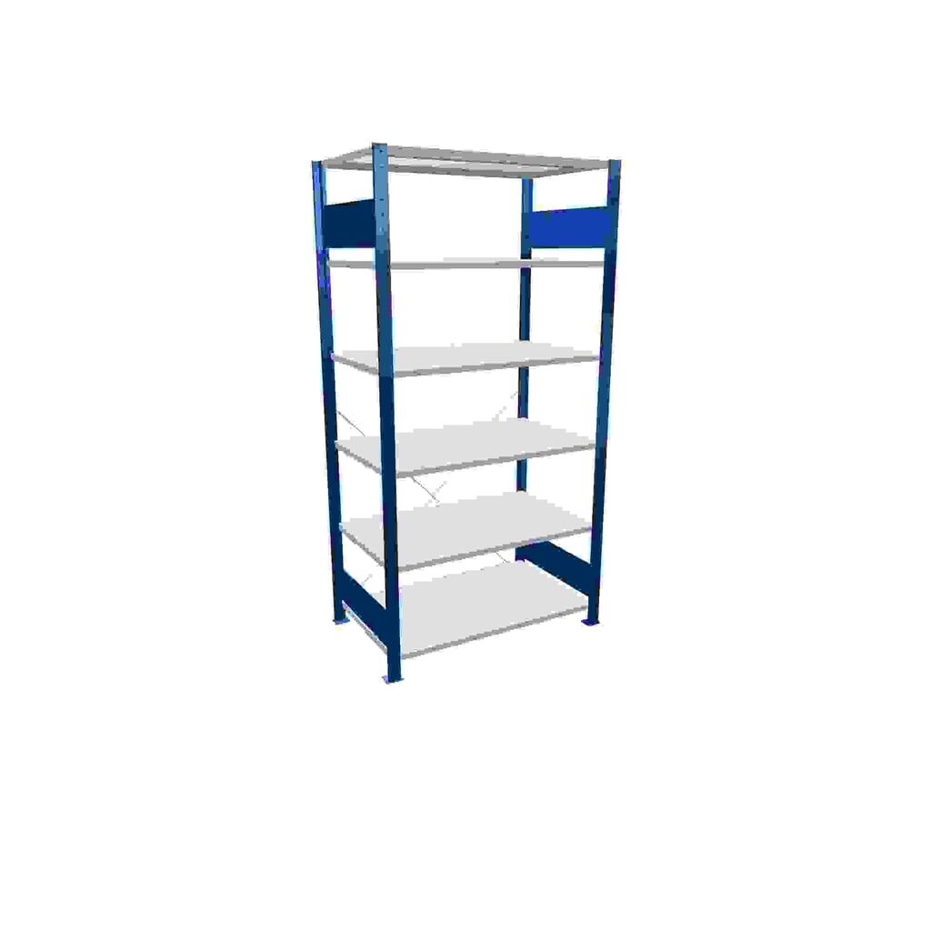 Imagen del producto: Estantería de cargas pequeñas SCHULTE azul genciana/gris claro con 6 estantes de chapa de acero, carga por estante 150 kg, HxAxF 2.000 x 1.060 x 636 mm