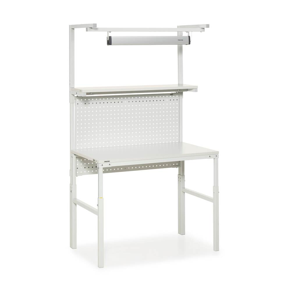 Número de imagen del producto 5: Mesa de trabajo TRESTON con estante elevado, ajustable en altura, CC 300 kg, AxF 1.500 x 700 mm