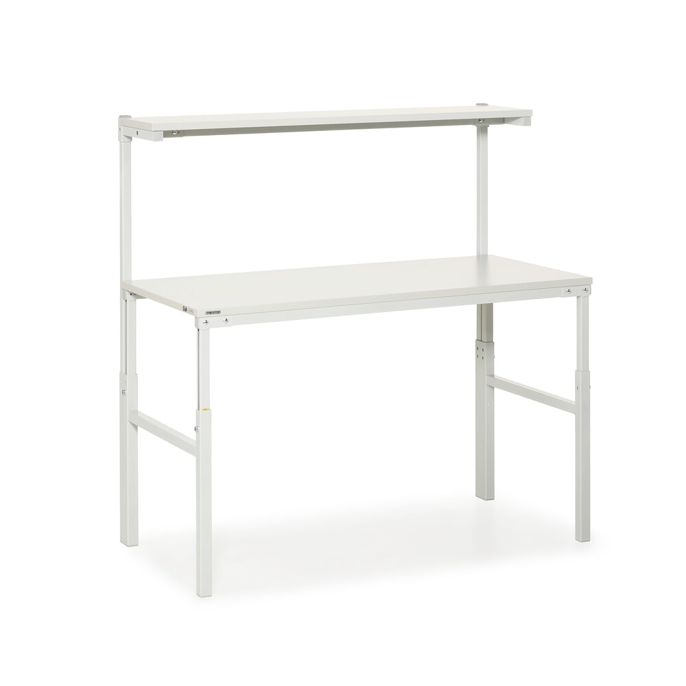 Imagen del producto: Mesa de trabajo TRESTON con estante elevado, ajustable en altura, CC 300 kg, AxF 1.500 x 900 mm