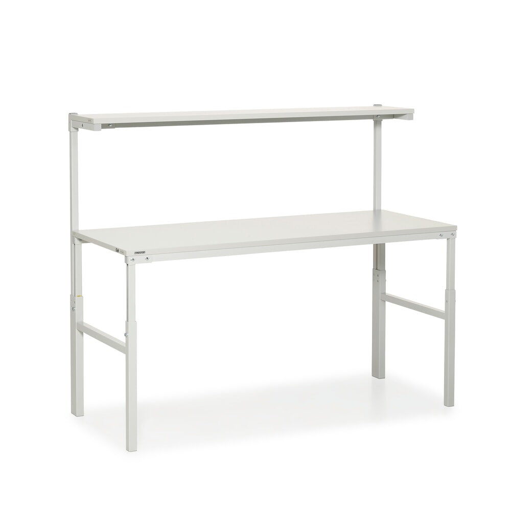 Imagen del producto: Mesa de trabajo TRESTON con estante elevado, ajustable en altura, CC 300 kg, AxF 1.800 x 900 mm