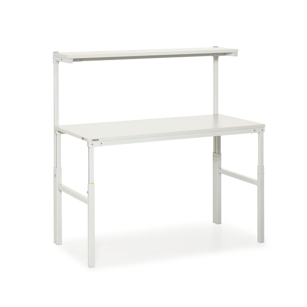 Imagen del producto: Mesa de trabajo TRESTON con estante elevado, ajustable en altura, CC 300 kg, AxF 1.500 x 900 mm