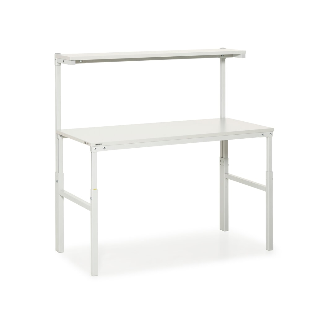 Imagen del producto: Mesa de trabajo TRESTON con estante elevado, ajustable en altura, CC 300 kg, AxF 1.500 x 700 mm