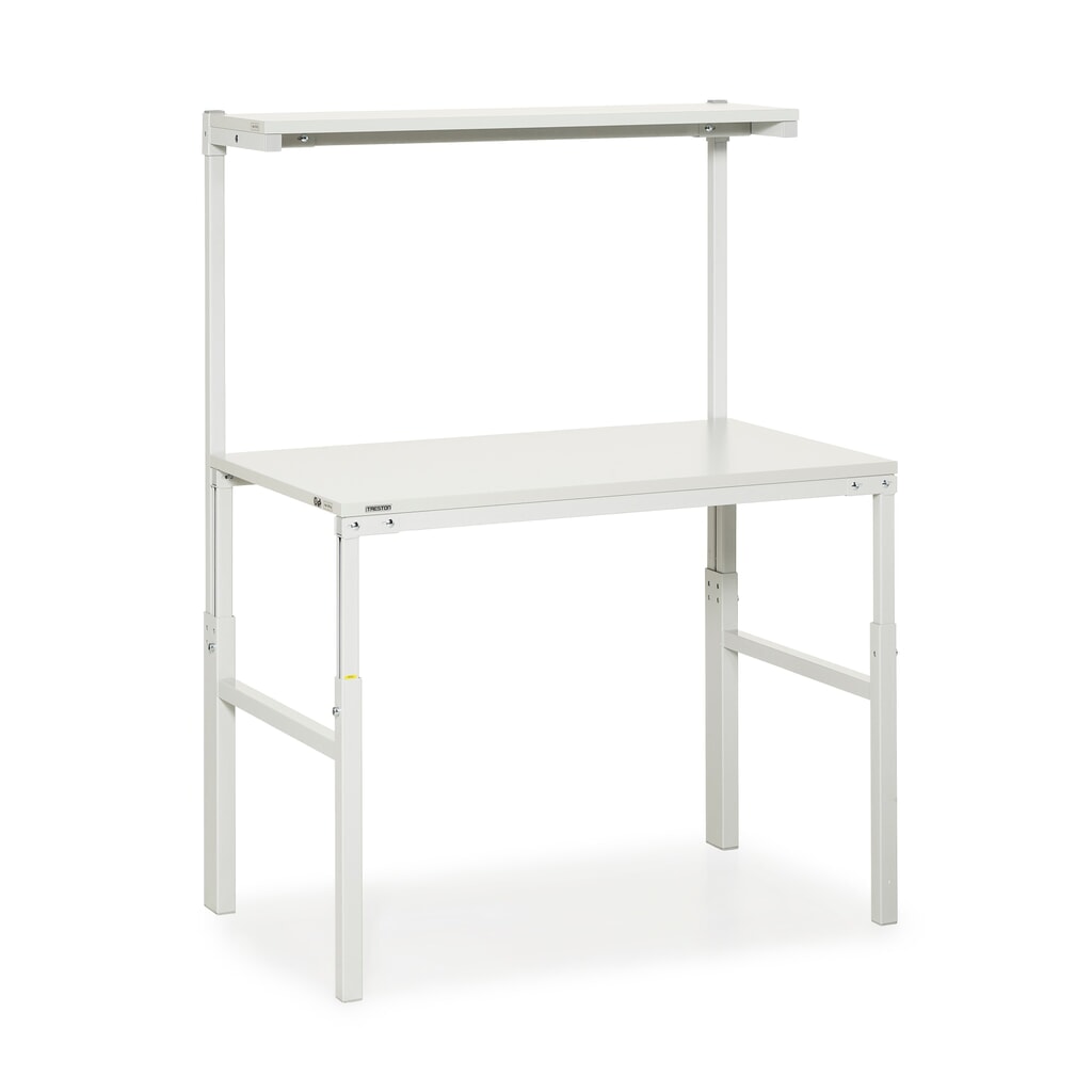 Imagen del producto: Mesa de trabajo TRESTON con estante elevado, ajustable en altura, CC 300 kg, AxF 1.200 x 700 mm