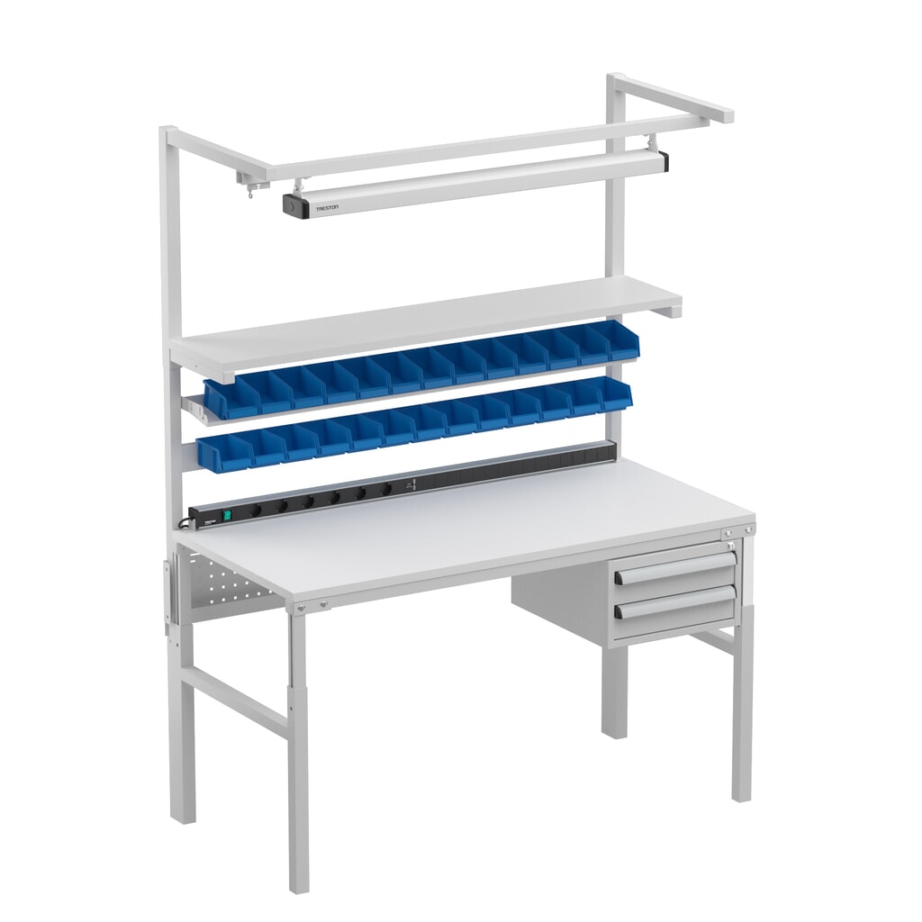 Travesaño colgador para mesa de trabajo con estante elevado, anchura 1.500mm Número de imagen del producto 4: Travesaño colgador para mesa de trabajo con estante elevado, anchura 1.500mm