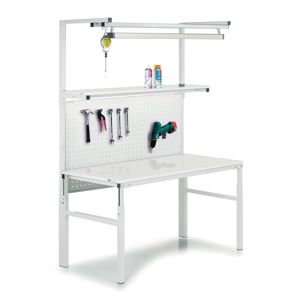 Número de imagen del producto 6: Mesa de trabajo TRESTON con estante elevado, ajustable en altura, CC 300 kg, AxF 1.500 x 700 mm