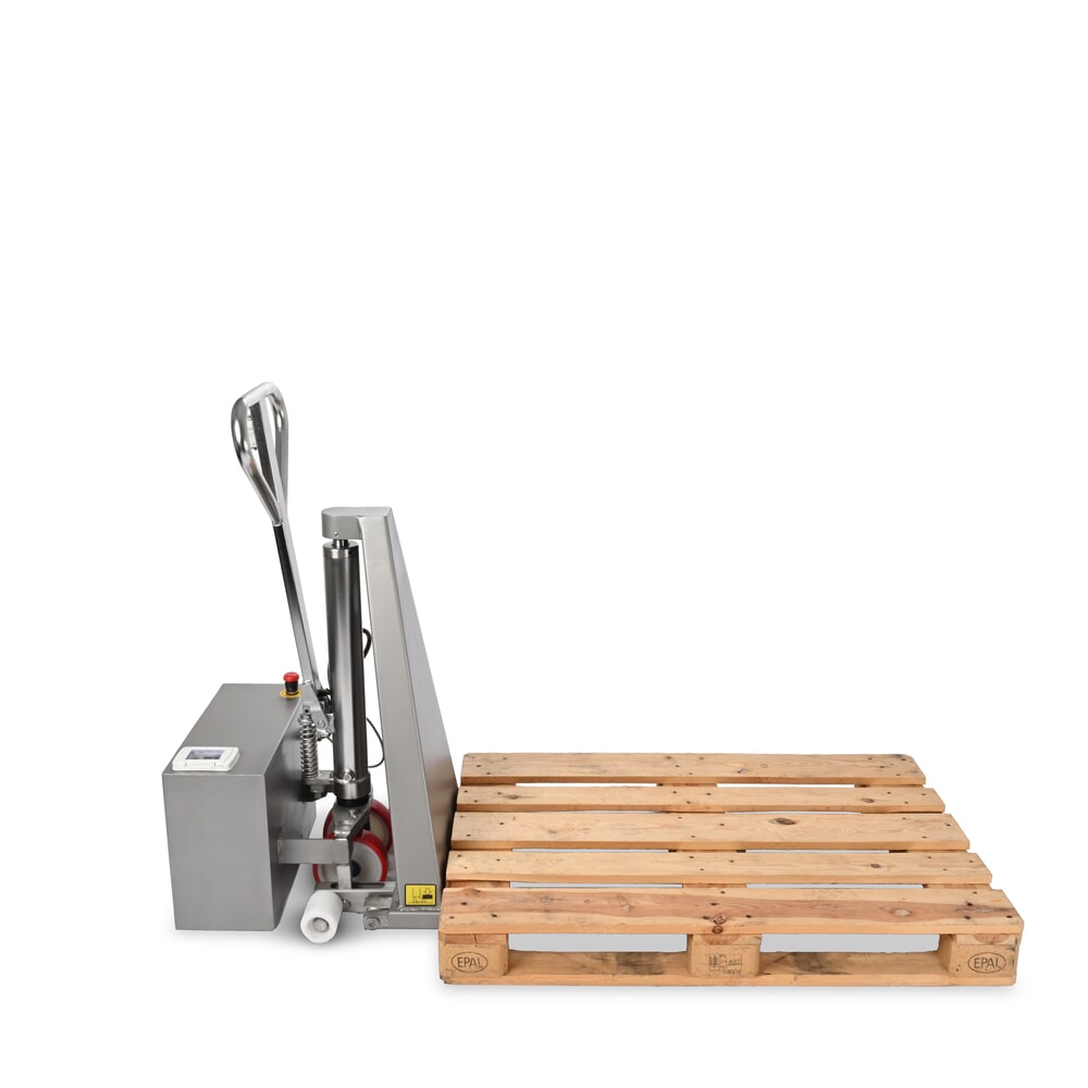 Número de imagen del producto 4: Transpaleta de tijera de acero inoxidable Ameise® PTM 1.0 Scissor INOX, capacidad de carga 1000 kg, electrohidráulica, longitud de horquilla 1200 mm, nailon