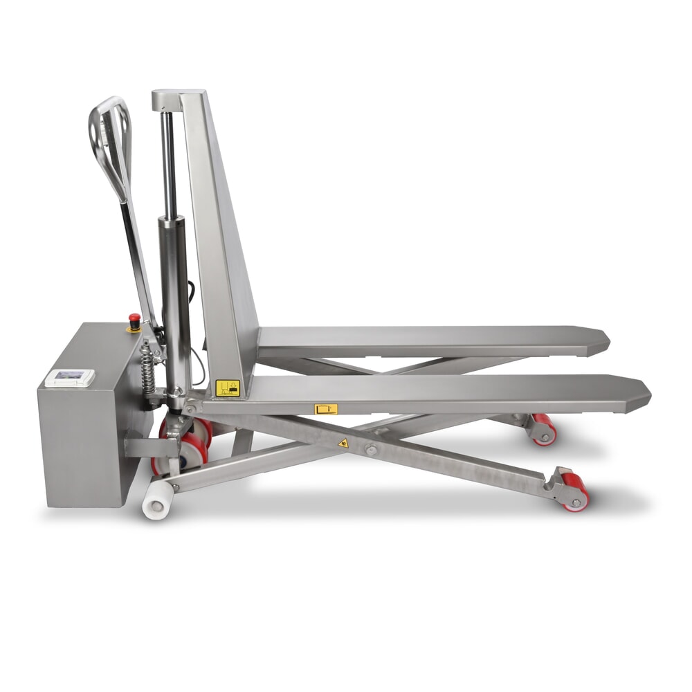 Número de imagen del producto 5: Transpaleta de tijera de acero inoxidable Ameise® PTM 1.0 Scissor INOX, capacidad de carga 1000 kg, electrohidráulica, longitud de horquilla 1200 mm, nailon