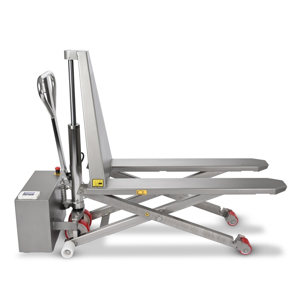 Número de imagen del producto 6: Transpaleta de tijera de acero inoxidable Ameise® PTM 1.0 Scissor INOX, capacidad de carga 1000 kg, electrohidráulica, longitud de horquilla 1200 mm, nailon