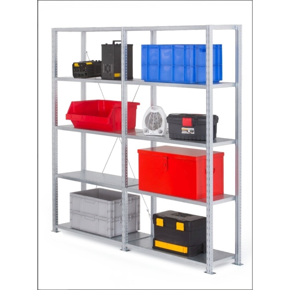 Número de imagen del producto 7: ManOrga Estantería de cargas pequeñas, módulo adicional, con baldas de paneles de acero, carga por estante 255 kg, galvanizado, ALxANxFO 2.000 x 1.300 x 400 mm