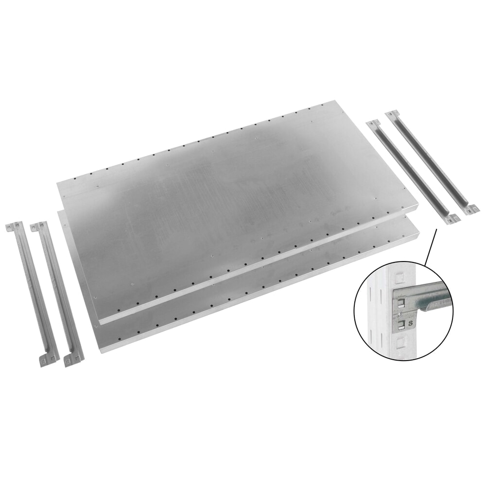Número de imagen del producto 10: ManOrga Estantería de cargas pequeñas, módulo adicional, con baldas de paneles de acero, carga por estante 255 kg, galvanizado, ALxANxFO 2.000 x 1.300 x 400 mm