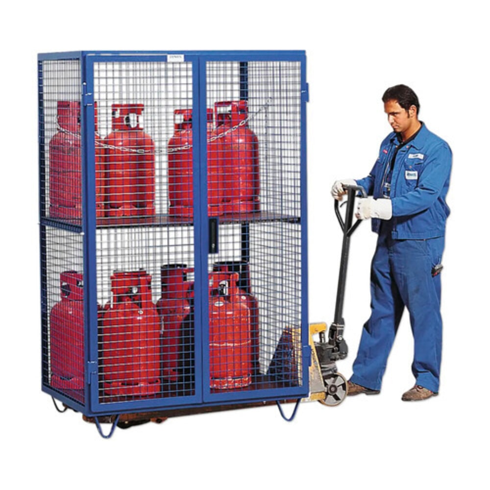 Número de imagen del producto 3: Armario enrejado para bombonas de gas, puerta doble de dos hojas, pie de zócalo, Al x An x P: 1.970 x 1.250 x 800 mm