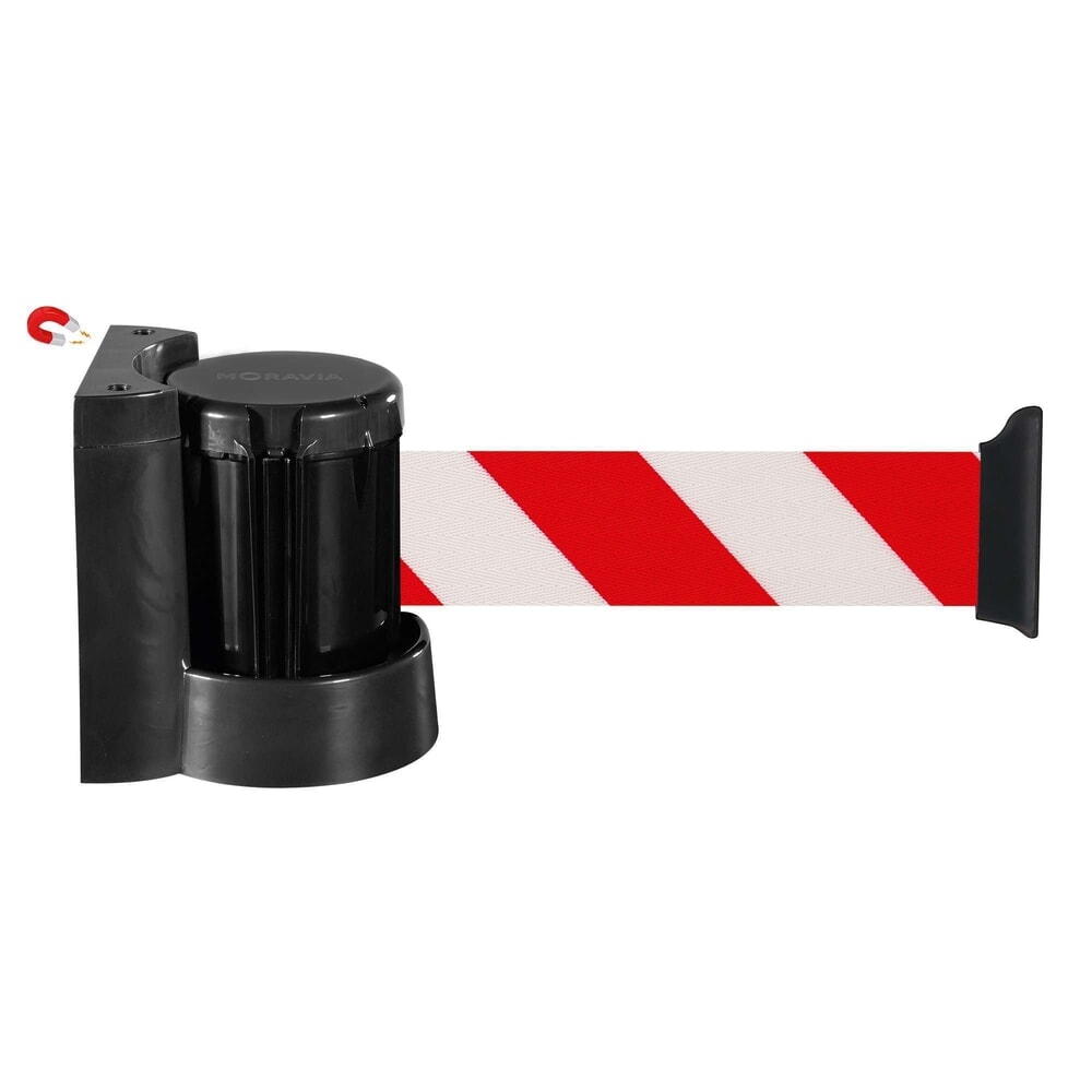 Imagen del producto: Cinta de pared, autotensora, con freno centrífugo, longitud 4 m, rojo/blanco, bandas diagonales