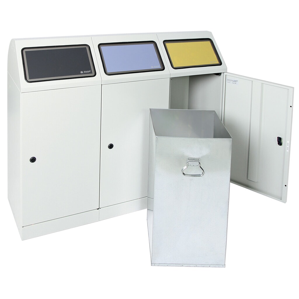 Número de imagen del producto 7: Contenedor de reciclaje Stumpf®, 3x 70 litros, con puerta de una hoja y pieza interior