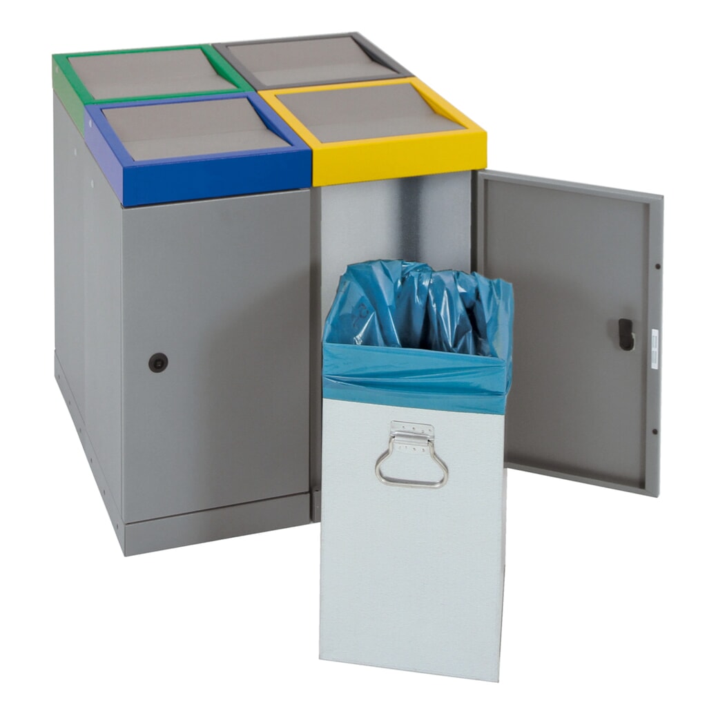 Contenedor de reciclaje stumpf®, 4x 30 litros, varios colores Número de imagen del producto 10: Contenedor de reciclaje stumpf®, 4x 30 litros, varios colores