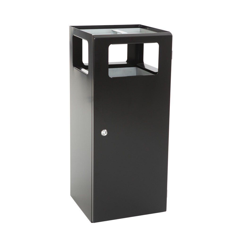 Imagen del producto: Combinación de cenizas y residuos en pirámide cuadrada con cubo con base de acero inoxidable de 70 litros negra