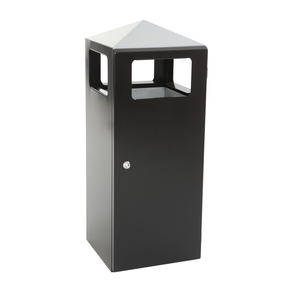 Número de imagen del producto 2: Combinación de cenizas y residuos en pirámide cuadrada con cubo con base de acero inoxidable de 70 litros negra