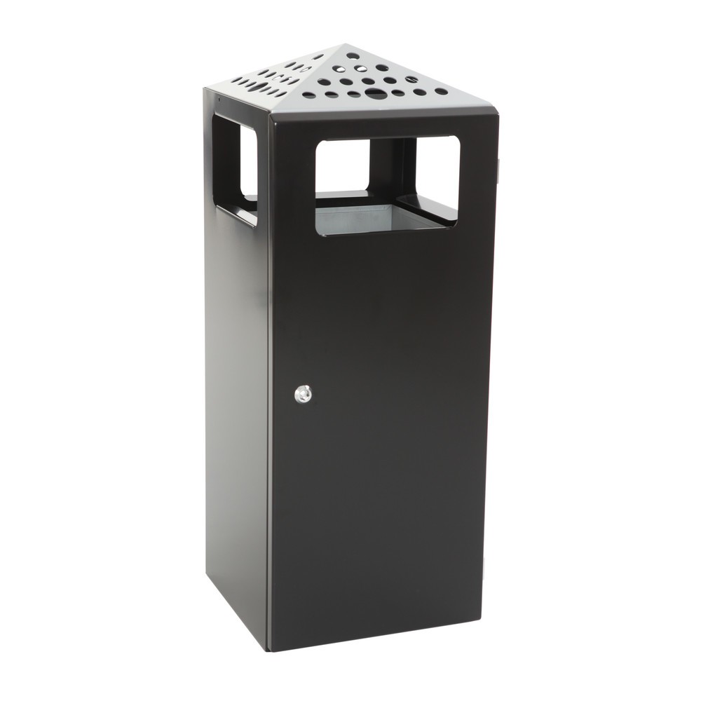 Número de imagen del producto 3: Combinación de cenizas y residuos en pirámide cuadrada con cubo con base de acero inoxidable de 70 litros negra
